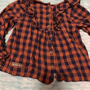 Matilda Jane Kids Plaid Button-Down Shirt - Navy and Orange